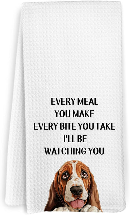 Funny Bassett Basset Hound Kitchen Towels, Basset Hound Gifts for Women Men Dog Lovers, Every Meal You Make Dogs Dish Towels, Bassett Dogs Themed Hand Tea Towel for Bathroom Kitchen, 16x24