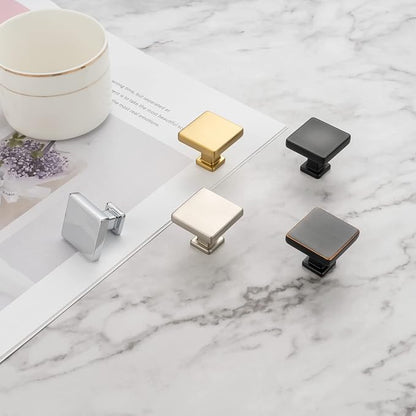KOOFIZO 20 Pack Black Cabinet Knobs Matte Black Drawer Knobs K08 Square Single Hole Cabinet Pulls for Cabinets Drawer Dresser Cupboard Bedroom Closet Bathroom Vanity