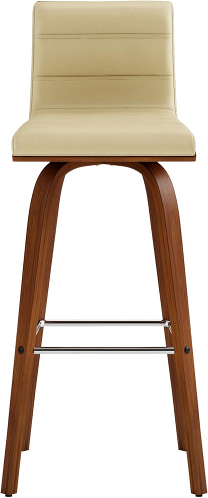 Armen Living Vienna Bar Height Bar Stool Kitchen and Dining, 30" Cream/Walnut, More color/size option