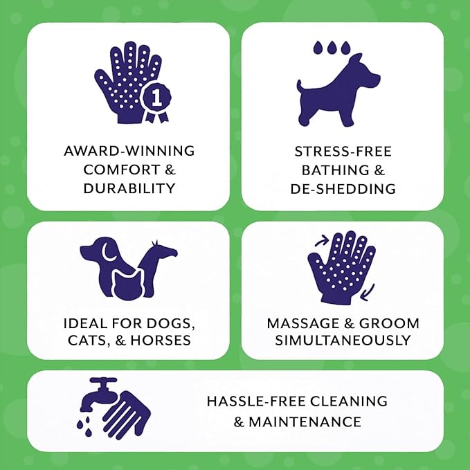 H HandsOn Pet Grooming Gloves - Patented #1 Ranked, Award Winning Shedding, Bathing, & Hair Remover Gloves - Gentle Brush for Cats, Dogs, and Horses (Mono Purple, Junior)