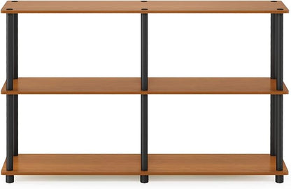 Furinno TURN-N-TUBE Storage Shelves, 3-Tier 47.4 Wide Book Shelf, Corner Shelf, Toolless Open Shelves, for Organization and Storage, Living Room, Garage, Home Office, Light Cherry