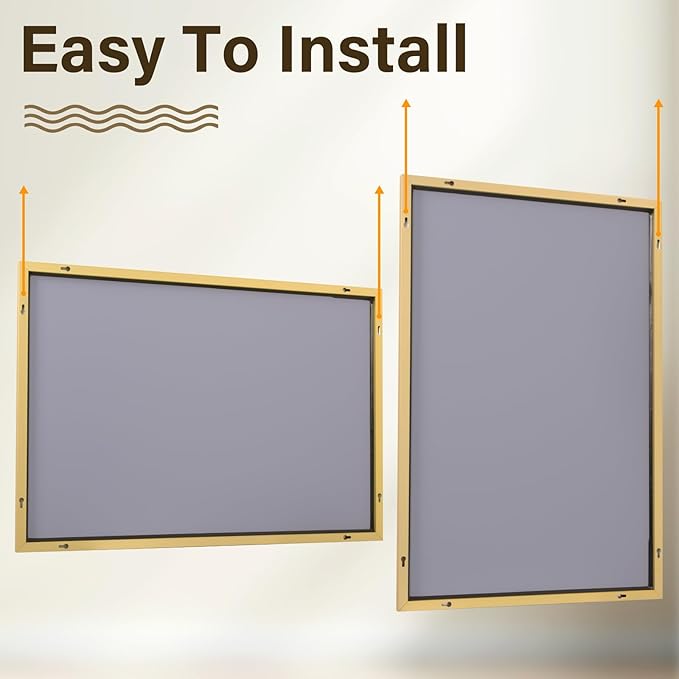 HARRITPURE 28"x20" Bathroom Mirror for Wall, Gold Framed Rectangle Mirror Aluminum Alloy Frame Wall-Mounted Horizontally/Vertically for Entryway/Bedroom/Vanity