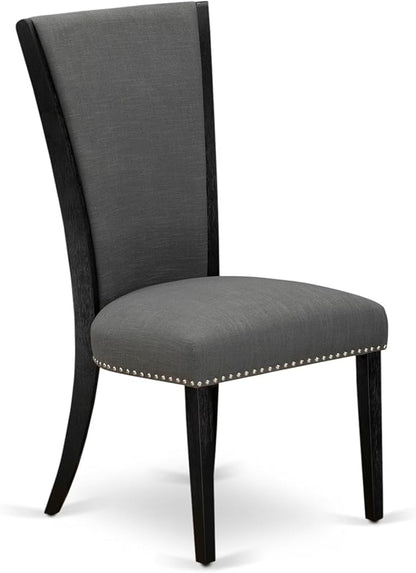 East West Furniture V676VE650-5 5 Piece Dining Set Includes a Rectangle Dining Room Table with V-Legs and 4 Dark Gotham Linen Fabric Parson Chairs, 36x60 Inch, Multi-Color
