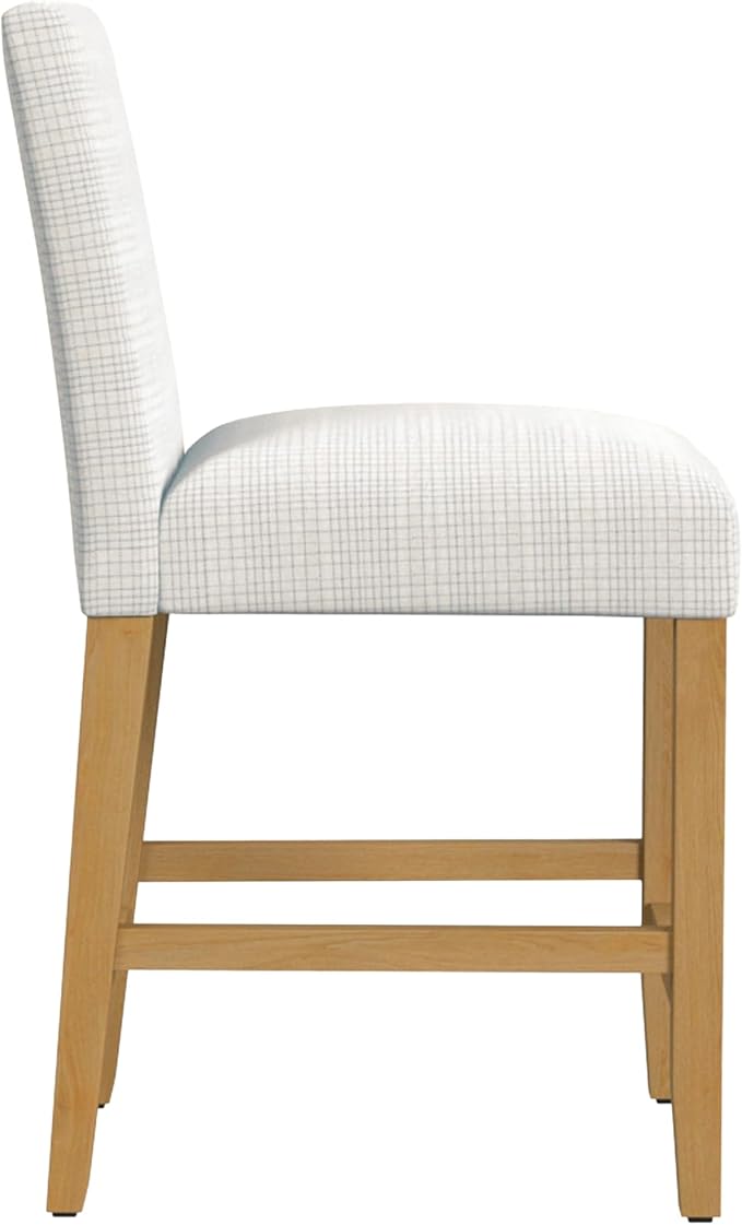 HomePop Home Decor | Classic Counter Height Bar Stools | 24 Inch Bar Stools | Decorative Home Furniture, Cream Grid Pattern