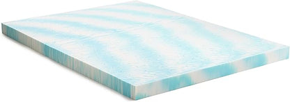 Linenspa 4 Inch Gel Swirl Memory Foam Mattress Topper – Cooling Gel Infused – Pressure Relieving Bed Topper - Mattress Pad – CertiPUR Certified - Queen Size