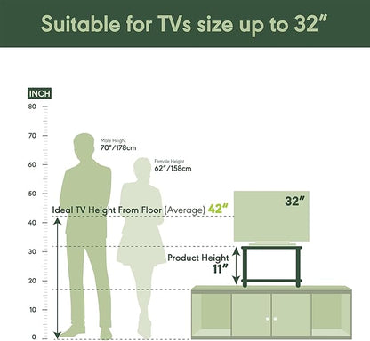 Furinno TURN-N-TUBE TV Riser Stand, 2-Tier Small Elevated No Tools TV Stand, TV Console for TV up to 32 inch, 15.8 x 23.8 x 11, for Living Room, Bedroom, Amber Pine