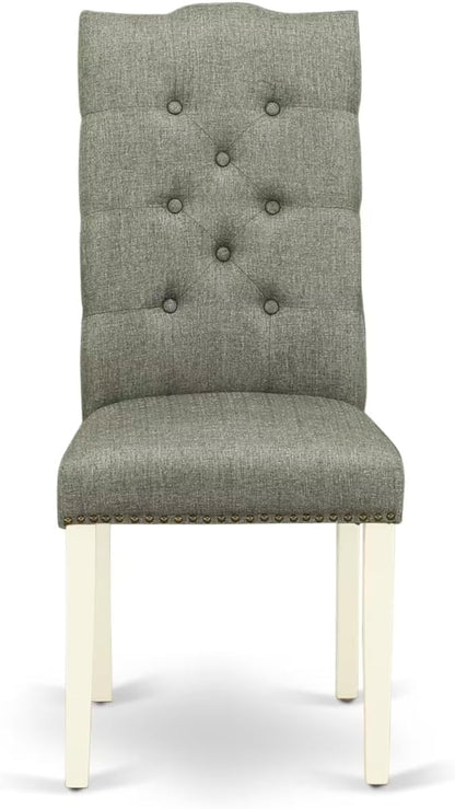 East West Furniture V097EL207-7 7 Piece Dining Table Set Consist of a Rectangle Kitchen Table with V-Legs and 6 Gray Linen Fabric Parson Dining Room Chairs, 40x72 Inch, Multi-Color