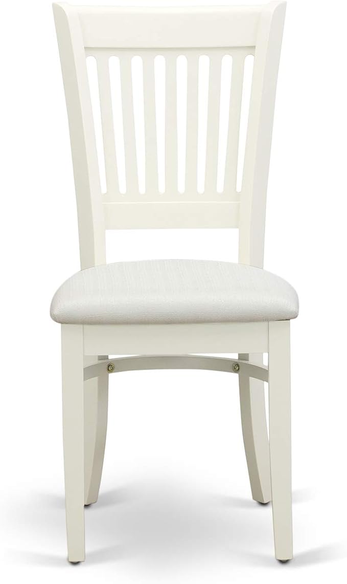 East West Furniture BOVA5-LWH-C 5 Piece Dinette Set for 4 Includes a Round Kitchen Table and 4 Linen Fabric Upholstered Dining Chairs, 42x42 Inch, Linen White