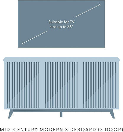 Plank+Beam Mid-Century Modern Wood TV Stand, Three Door Solid Wood Entertainment Console with Storage, 59" L x 16" W x 30" H, Blonde