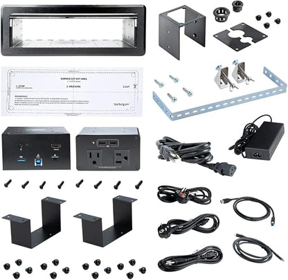 StarTech.com Conference Room Docking Station with Power/Charging; Table Connectivity Box, Universal USB-C Laptop Dock, 60W PD, 4K HDMI, USB Hub, Audio, 2X AC Outlets, 2xUSB Charge Ports, TAA