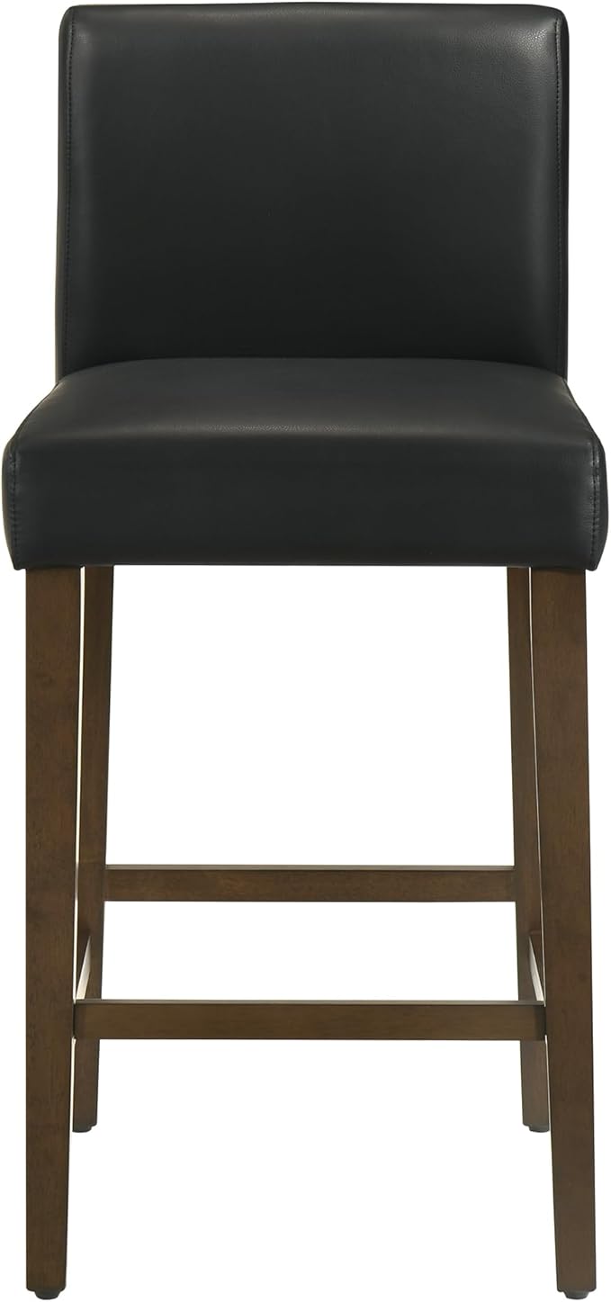 CHITA Counter Height Bar Stools Set of 3, 27" H Seat Height Upholstered Barstools, PU Leather in Black