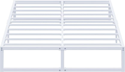 EMODA 12 Inch California King Bed Frame, Metal Platform White Bed Frame No Box Spring Needed, Heavy Duty Steel Slats Support, Easy Assembly, Noise Free