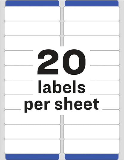 Avery Easy Peel Printable Address Labels with Sure Feed, 1" x 4", White, 500 Blank Mailing Labels (05261)