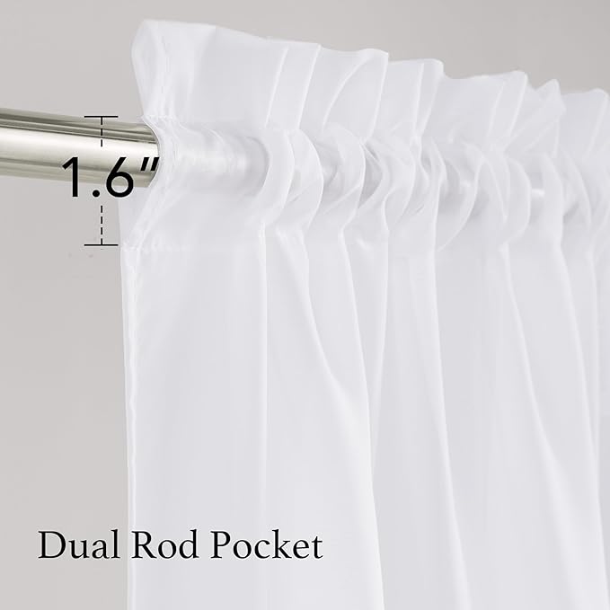 NICETOWN White Sheer 72 inch Curtains for Nursery, Rod Pocket Soft Lightweight Drapes Voile Sheer Air & Breathable Window Treatments for Bedroom, W42 x L72, 2 Panels