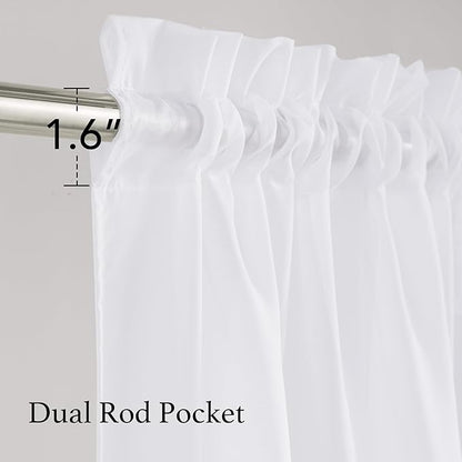 NICETOWN White Sheer 72 inch Curtains for Nursery, Rod Pocket Soft Lightweight Drapes Voile Sheer Air & Breathable Window Treatments for Bedroom, W42 x L72, 2 Panels