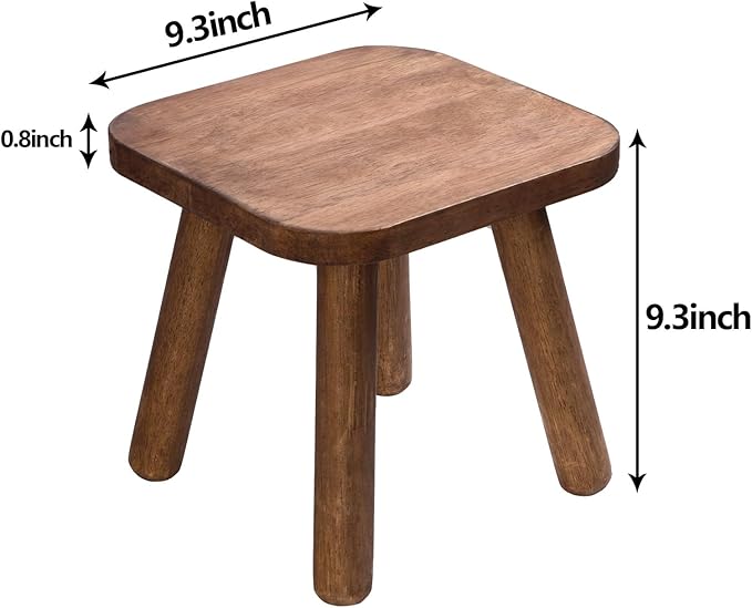 Wooden Step Stool for Adults Step Stool for Toddlers Plant Stool Small Wooden Stool with Four Detachable and Assembled Legs Nicely Balanced (Classic 9.3inch)