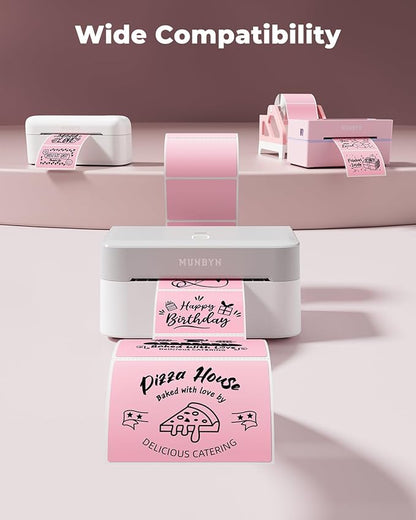 MUNBYN 3x2 Inch Pink Thermal Labels, Thermal Sticker Labels for Price, Barcode, Mailing, Name, 500 Sheets/1 Roll