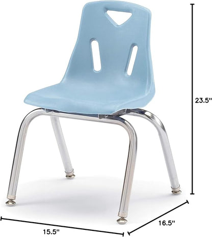 Berries Jonti-Craft 8144JC6131 Stacking Chairs with Chrome-Plated Legs, 14" Height, Coastal Blue, Pack of 6