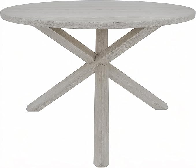 Peatuk Round Solid Wood Dining Table, Part of Dining Table Set, Mix and Match Table, Chair Sold Separately for Dining Room, Kitchen, Grey
