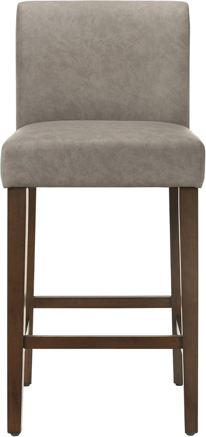 CHITA Counter Height Bar Stools Set of 3, 27" H Seat Height Upholstered Barstools, PU Leather in Stone Grey