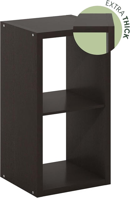 Furinno Cubicle Open Back Decorative Cube Storage Organizer, 2-Cube, Black Dark Oak