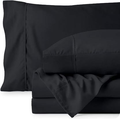Bare Home California King Sheet Set - 1800 Ultra-Soft Microfiber Cal King Bed Sheets - Double Brushed - Deep Pockets - Easy Fit - 4 Piece Set - Bed Sheets (California King, Black)