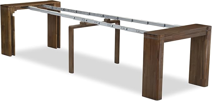 X12DA-0C8-12 14-Pc Mid Century Dining Set includes an Extendable Rectangle Kitchen Table, 1 Coffee Table and 12 Polyester Fabric Dining Chairs, 39x120 Inch, Antique Walnut