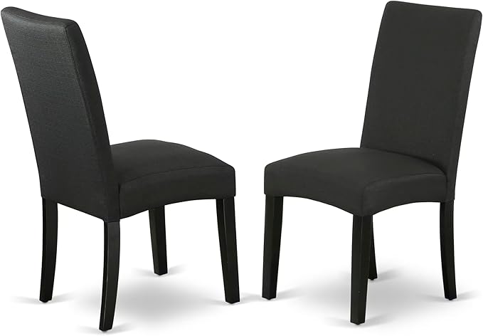East West Furniture V697DR124-9 9 Piece Dining Table Set Includes a Rectangle Dining Room Table with V-Legs and 8 Black Color Linen Fabric Upholstered Chairs, 40x72 Inch, Multi-Color