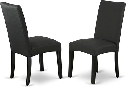 East West Furniture V677DR124-7 7 Piece Dining Set Consist of a Rectangle Dining Room Table with V-Legs and 6 Black Color Linen Fabric Upholstered Parson Chairs, 40x72 Inch, Multi-Color