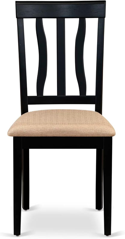 East West Furniture LGAN7-BLK-C 7 Piece Kitchen Table Set Consist of a Rectangle Dining Table with Butterfly Leaf and 6 Linen Fabric Dining Room Chairs, 42x84 Inch, Black