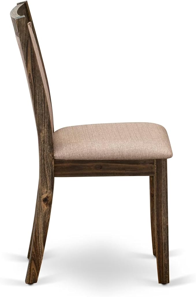 East West Furniture V777MZ716-7 7 Piece Dinette Set Consist of a Rectangle Dining Table with V-Legs and 6 Dark Khaki Linen Fabric Parson Dining Room Chairs, 40x72 Inch, Multi-Color
