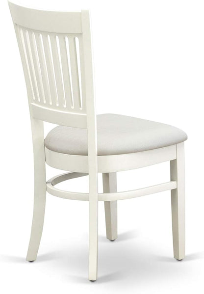 East West Furniture VAVA5-LWH-C 5 Piece Dinette Set for 4 Includes an Oval Dining Table with Butterfly Leaf and 4 Linen Fabric Dining Room Chairs, 40x76 Inch, Linen White