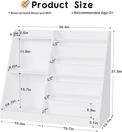 Lkeiyay Kids Bookshelf and Toy Storage,Nursery Bookshelf,Single-Sided Book Display with Storage,White