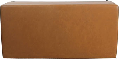 HomePop Upholstered Storage Bench with Metal Leg Home Décor|Bench with Storage for Living Room & Entryway - Faux Leather Brown