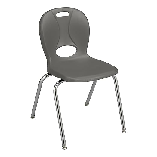 Learniture LNT-118-CSW-GT Learniture Structure Series School Chairs for Classroom, 18" Seat Height, Graphite, Pack of 4