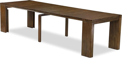 X07SI-BC8-04 - 10 Pieces Modern Dining Set contains an Extendable Rectangle Kitchen Table, 1 Coffee Table, 7 Dining Chairs and 1 Modern Bench, 39x120 Inch, Antique Walnut