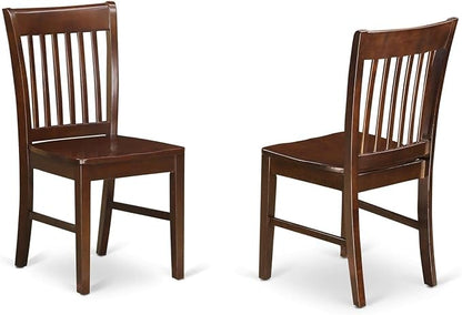 East West Furniture PSNO5C-MAH-W 5 Piece Kitchen Table & Chairs Set Includes a Rectangle Dining Table with Butterfly Leaf and 2 Dining Room Chairs with 2 Benches, 32x60 Inch, Mahogany