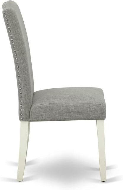 East West Furniture V097EN206-6 6 Piece Kitchen Table Set Contains a Rectangle Dining Table and 4 Dark Shitake Linen Fabric Upholstered Chairs with a Bench, 40x72 Inch, Multi-Color