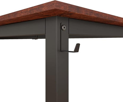 Decoholic 71Inch Home Office Computer Two-Color Panel Desk with Storage Bag and Hook, Black, Sandalwood Color, Industrial Modern Laptop Desk