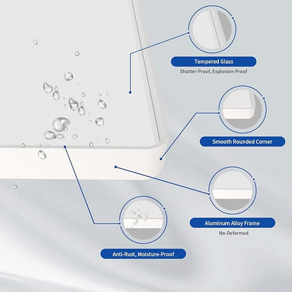 WEER White Bathroom Mirror 55X30 Inch, Rounded Rectangle White Metal Frame Mirror, Matte White Bathroom Vanity Mirror with Tempered Glass, Anti-Rust, Hangs Horizontally or Vertically