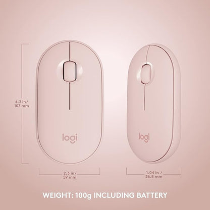 Logitech MK470 Slim Wireless Keyboard and Mouse Combo - Modern Compact Layout, Ultra Quiet, 2.4 GHz USB Receiver, Plug n' Play Connectivity, Compatible with Windows - Rose
