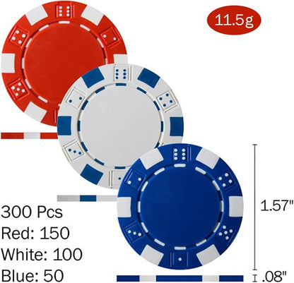 Poker Chip Set - 11.5g Poker Set with Cards, Buttons, Carrying Case, and 300 Poker Chips for Texas Hold'em and Blackjack Games by Trademark Poker
