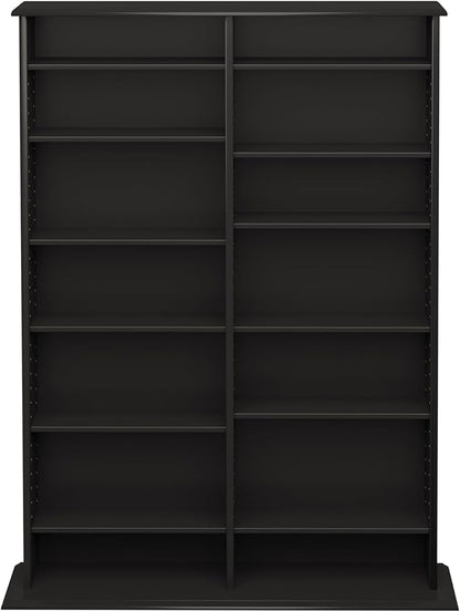 Prepac 2 Column Display Cabinet Media Storage, Double Width Wall, Black