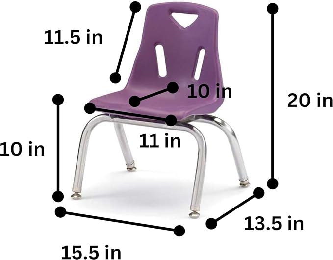 Berries Jonti-Craft Kids Stackable Stacking Chairs with Chrome-Plated Legs, Purple Set of 6, 10" Height 8140JC6004