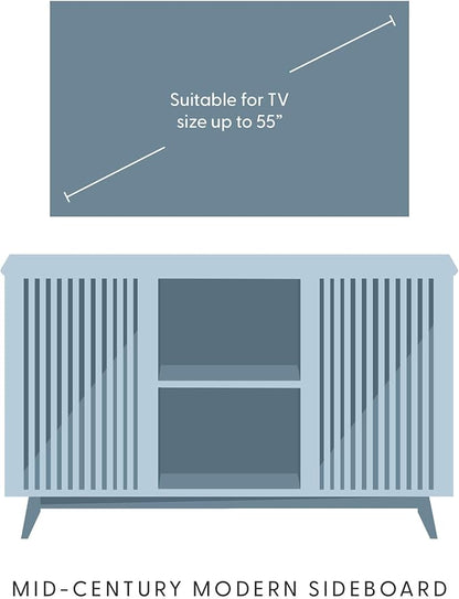 Plank+Beam Mid-Century Modern Wood TV Stand, Solid Wood Entertainment Console with Storage, 49" L x 16" W x 30" H, Walnut