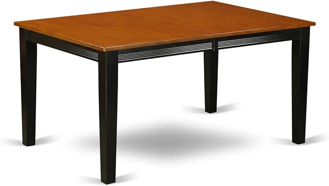 East West Furniture QUNO7-BCH-W 7 Piece Dining Room Table Set Consist of a Rectangle Kitchen Table with Butterfly Leaf and 6 Dining Chairs, 40x78 Inch, Black & Cherry