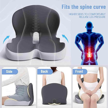 Seat Cushion for Truck Driver, Trucker Seat Cushion, Memory Foam L-Shaped Integrated Car Cushions, Ergonomic Car Cushion for Big People with Back Support (Mix-Black)