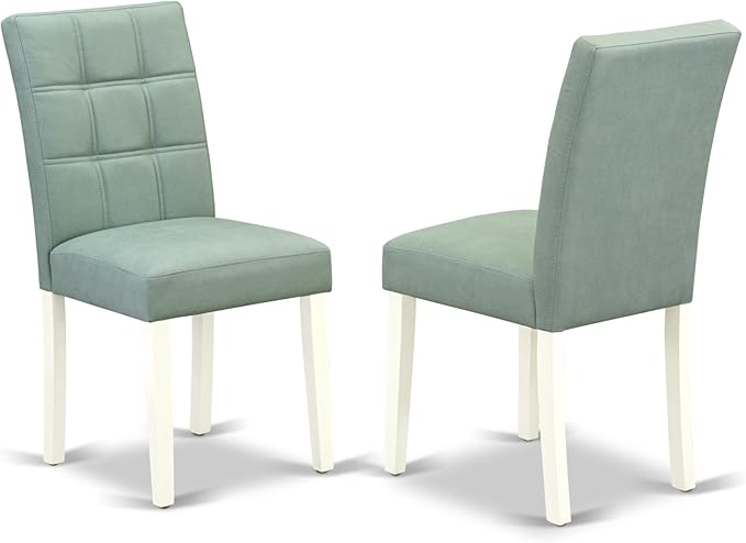 East West Furniture VAAS9-LWH-43 9 Piece Dining Room Set Includes A Wooden Dining Table and 8 Willow Green Polyester Fabric Parsons Chairs, Linen White
