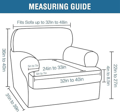 H.VERSAILTEX Sofa Cover 2 Piece T Cushion Armchair Slipcovers Thick Velvet Couch Cover Stretch T Cushion Sofa Covers for 1 Cushion Couch with 1 Individual T Cushion Covers, Bronze Brown