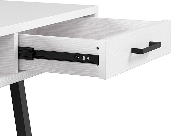 Bush Furniture Steele 40W Writing Desk in Pure White Oak | Computer Table for Home Office Workspace